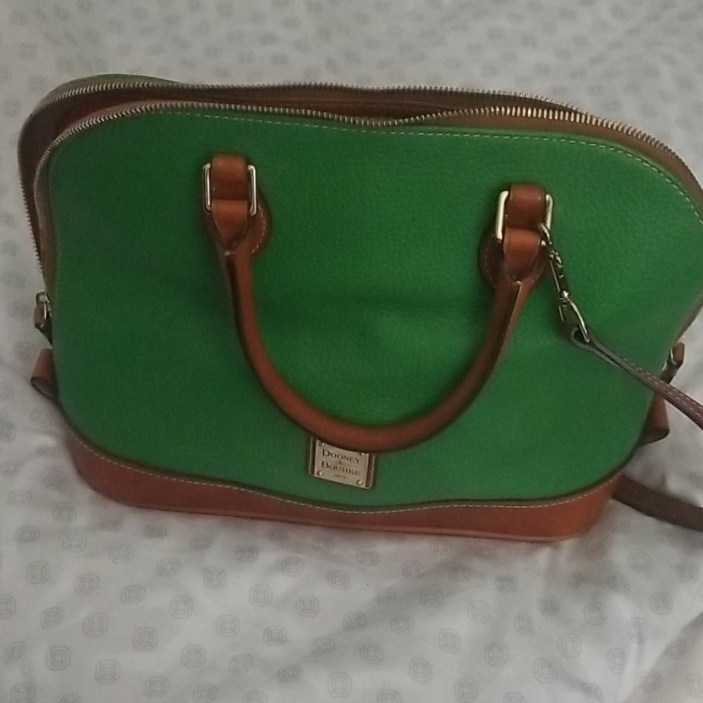 Pebble leather kelly green Dooney & Burke satchel